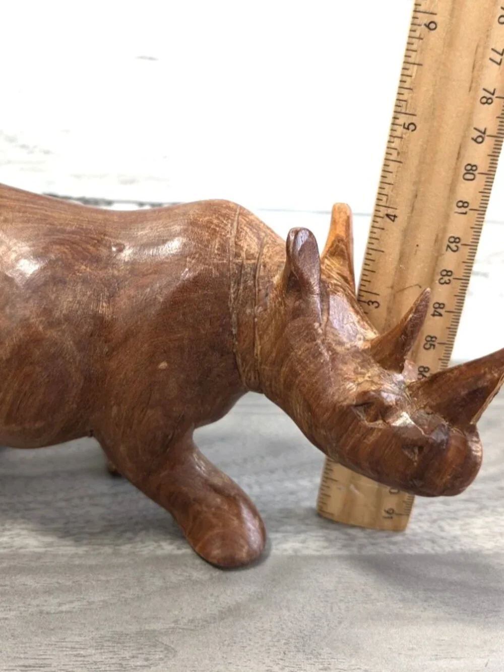 VTG Hand Carved Solid Wood Rhino-Rhinoceros figure 8